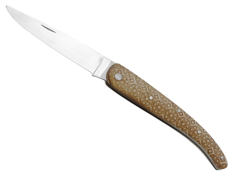 Canivete para colecionador forjado em aço D2. Empunhadura madeira de oliveira, 21 cm
