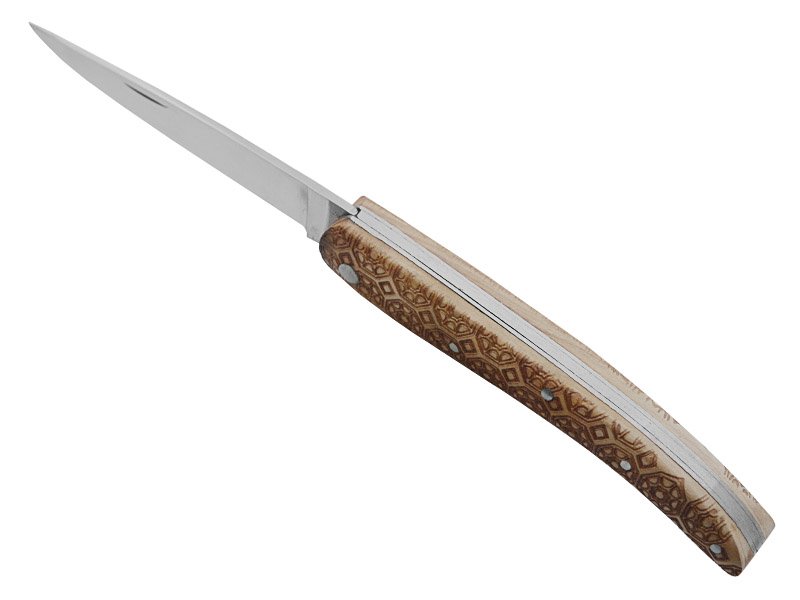 Canivete para colecionador forjado em aço D2. Empunhadura madeira de oliveira, 21 cm
