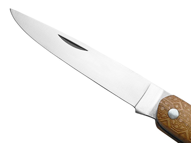 Canivete para colecionador forjado em aço D2. Empunhadura madeira de oliveira, 21 cm