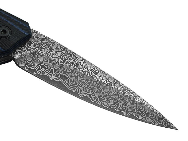 Canivete para colecionador forjado em aço damasco. Empunhadura em micarta, 20cm