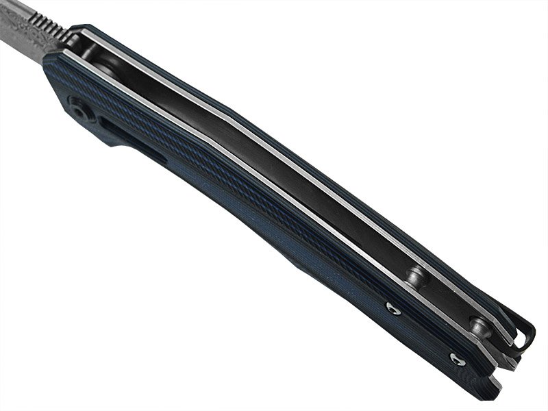 Canivete para colecionador forjado em aço damasco. Empunhadura em micarta, 20cm