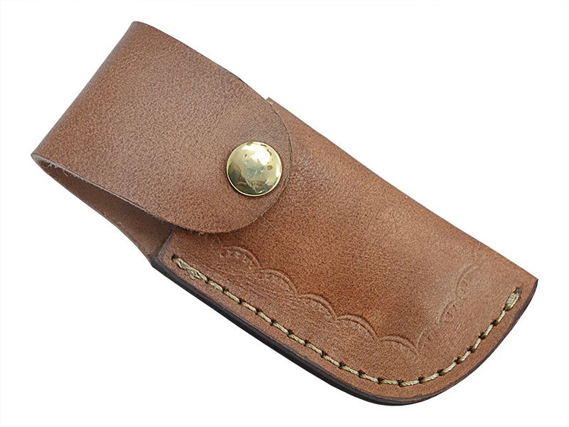 Canivete para colecionador forjado em aço damasco. Empunhadura em osso de búfalo, 17 cm