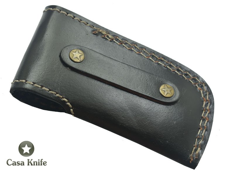 Canivete para colecionador forjado em aço damasco com empunhadura em Chifre de carneiro, 17 cm