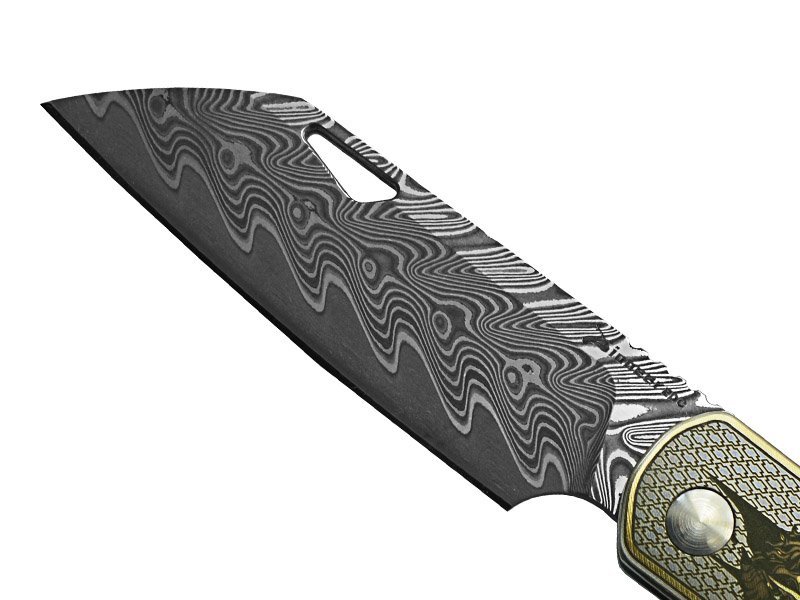 Canivete para colecionador forjado em aço damasco estilo Wharncliffe, 19 cm