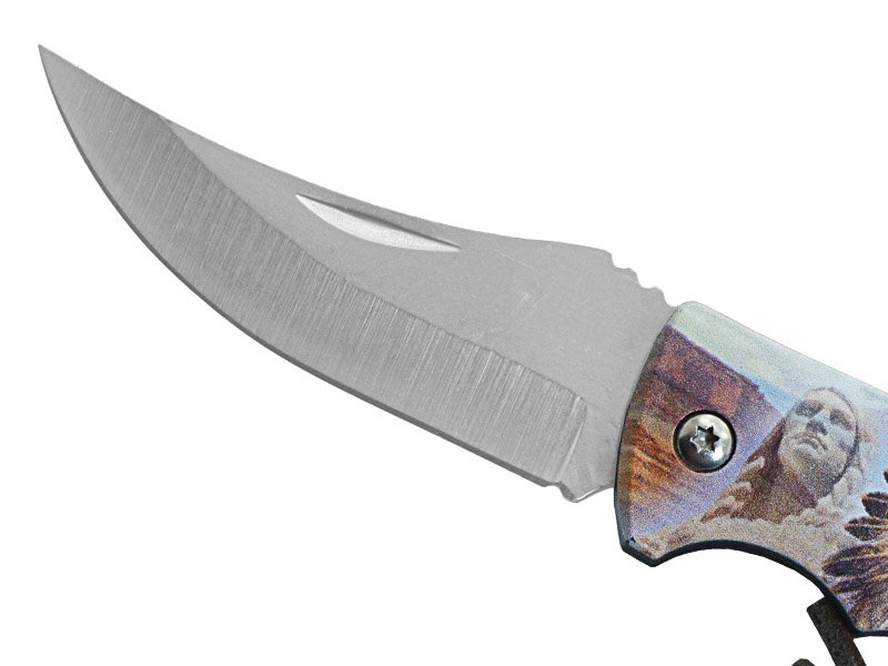 Canivete para colecionador forjado em aço inox. Empunhadura em aço, 16cm