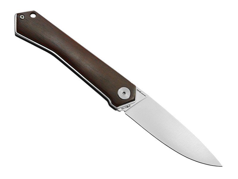 Canivete para colecionador forjado em aço inox. Empunhadura em jacarandá, 19 cm