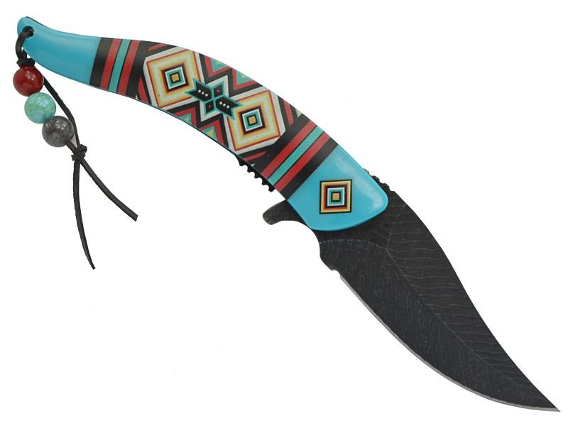 Canivete Native American para colecionador em inox stonewashed com empunhadura em resina 21 cm