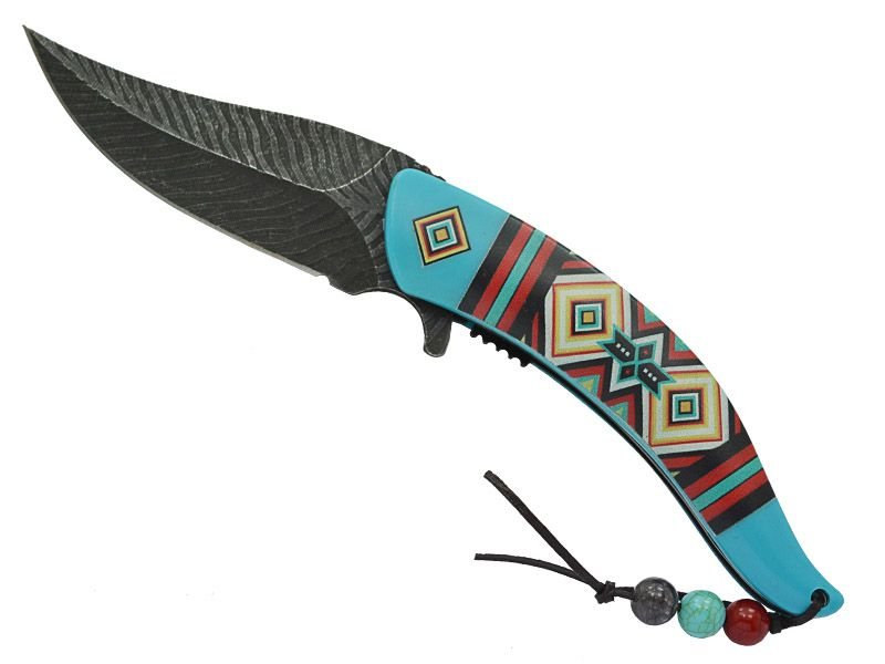 Canivete Native American para colecionador em inox stonewashed com empunhadura em resina 21 cm