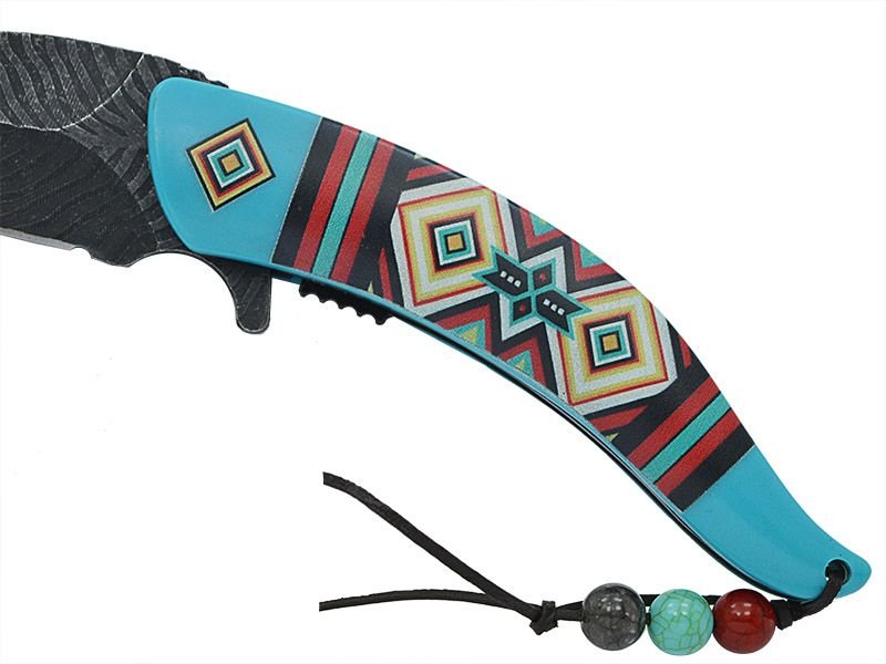 Canivete Native American para colecionador em inox stonewashed com empunhadura em resina 21 cm