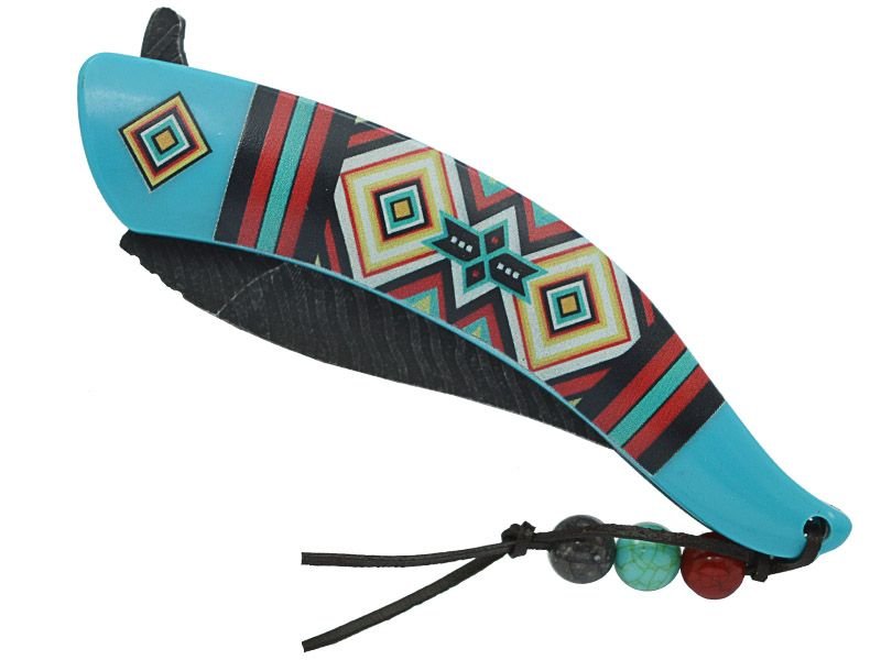 Canivete Native American para colecionador em inox stonewashed com empunhadura em resina 21 cm