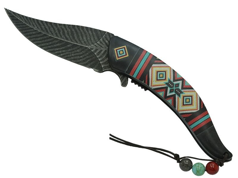 Canivete Native American para colecionador em inox stonewashed com empunhadura em resina 21 cm