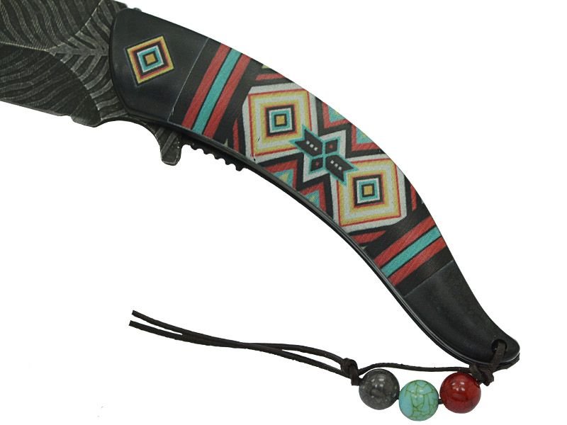 Canivete Native American para colecionador em inox stonewashed com empunhadura em resina 21 cm