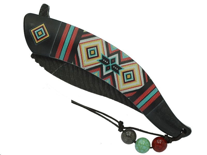 Canivete Native American para colecionador em inox stonewashed com empunhadura em resina 21 cm