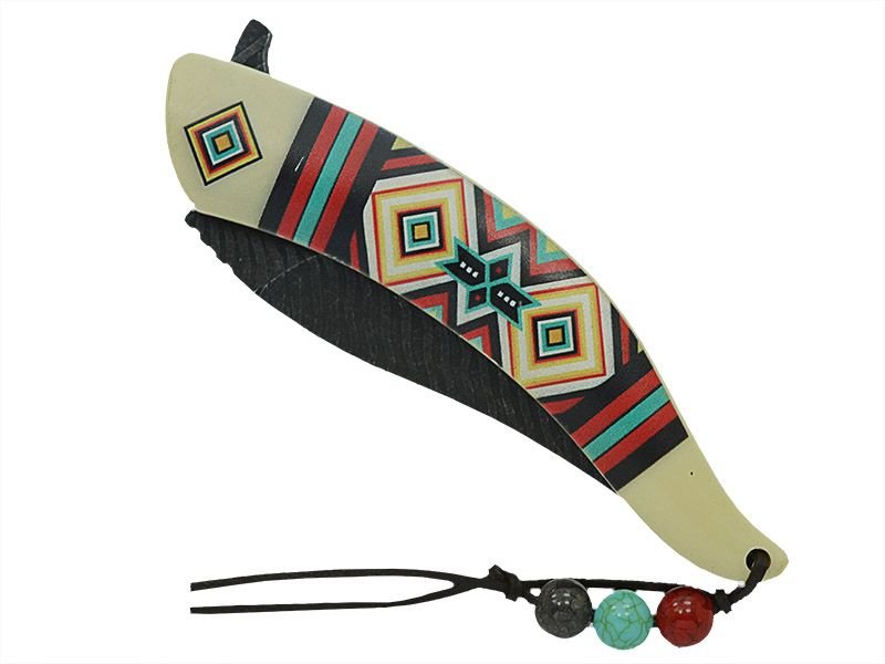 Canivete Native American para colecionador em inox stonewashed com empunhadura em resina 21 cm