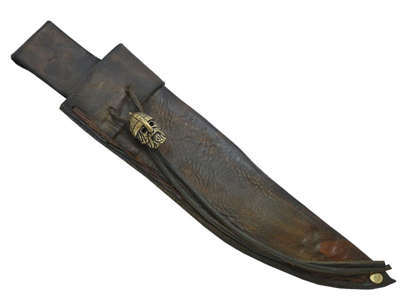 Adelar Filippon faca bowie para colecionador forjada em aço damasco. Empunhadura em chifre de cervo, 37 cm