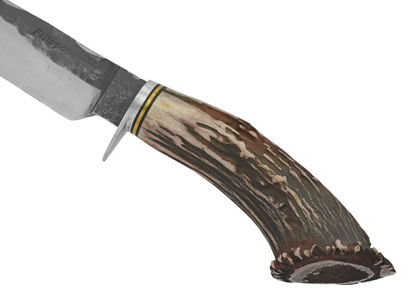 Adelar Filippon faca javalizeira brüt forge para colecionador, forjada em aço 5160. Empunhadura em chifre de cervo, 42 cm