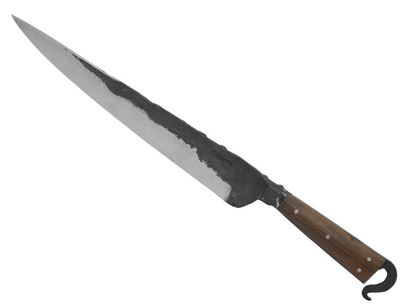 Adelar Filippon faca javalizeira brüt forge para colecionador, forjada em aço 5160. Empunhadura em nogueira, 41 cm