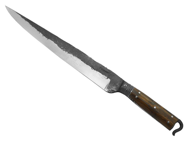 Adelar Filippon faca javalizeira brüt forge para colecionador, forjada em aço 5160. Empunhadura em nogueira, 41 cm