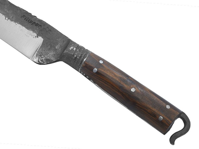 Adelar Filippon faca javalizeira brüt forge para colecionador, forjada em aço 5160. Empunhadura em nogueira, 41 cm