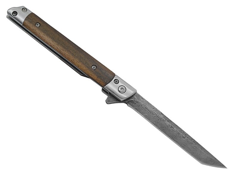 Canivete para colecionador em aço inox, empunhadura em sândalo, 21 cm