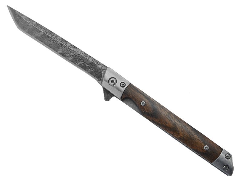 Canivete para colecionador em aço inox, empunhadura em sândalo, 21 cm