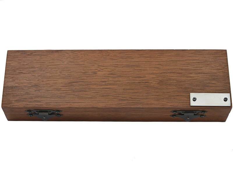 Faca charuteira para colecionador em aço san mai, empunhadura em maple burl estabilizada, 19 cm