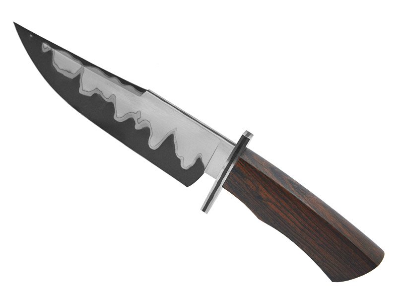Faca 7 bowie para colecionador forjada em aço san mai, empunhadura em jacarandá, 30 cm