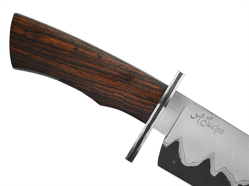 Faca 7 bowie para colecionador forjada em aço san mai, empunhadura em jacarandá, 30 cm