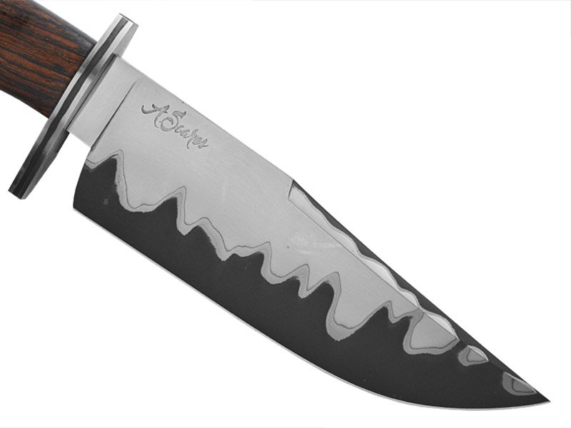 Faca 7 bowie para colecionador forjada em aço san mai, empunhadura em jacarandá, 30 cm