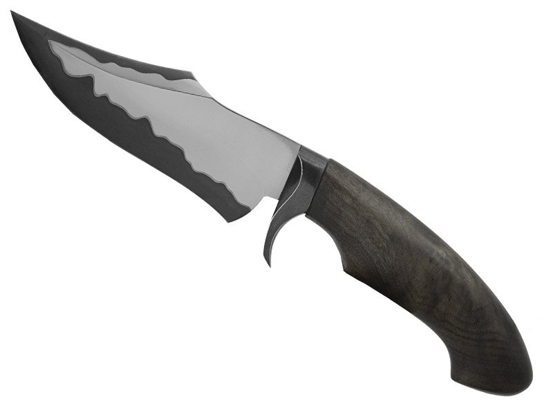 Faca 5 finghter, para colecionador, forjada em aço san mai, empunhadura em radica de imbuia, 25 cm