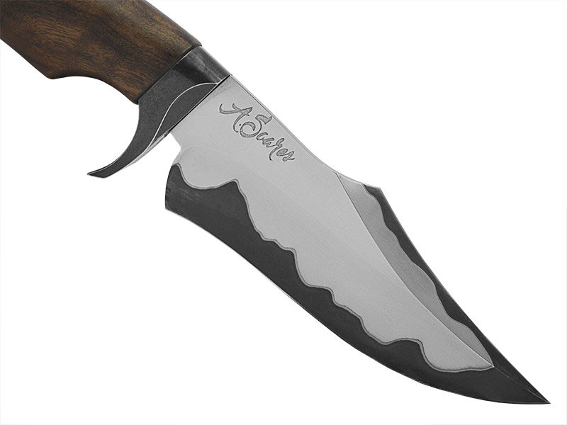 Faca 5 finghter, para colecionador, forjada em aço san mai, empunhadura em radica de imbuia, 25 cm