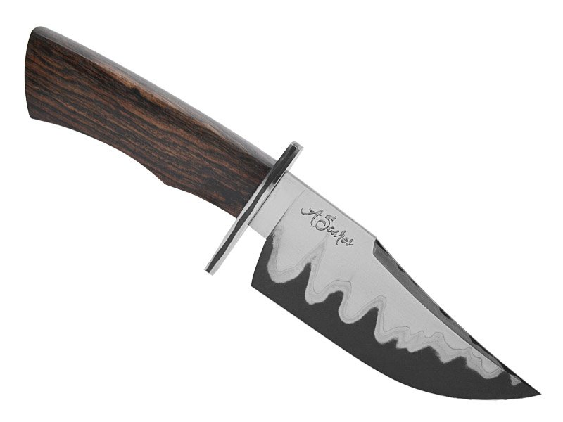 Faca 5 bowie para colecionador forjada em aço san mai, empunhadura em jacarandá, 25 cm