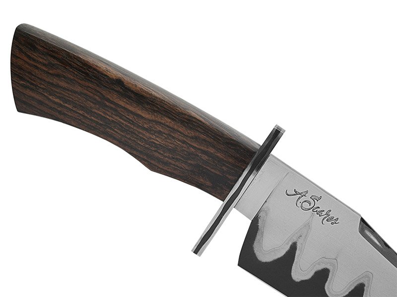 Faca 5 bowie para colecionador forjada em aço san mai, empunhadura em jacarandá, 25 cm