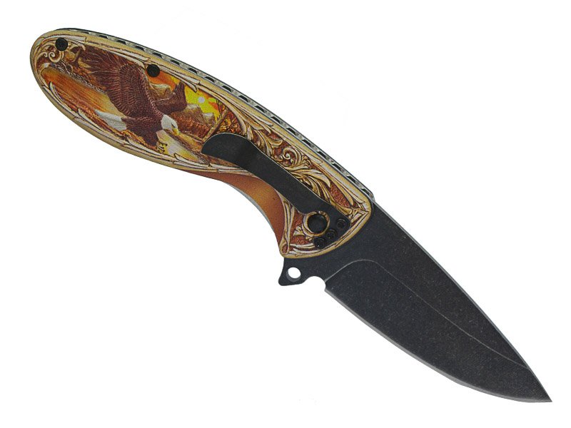 Canivete de caça para colecionador Águia em aço inox, empunhadura alumínio, 19cm