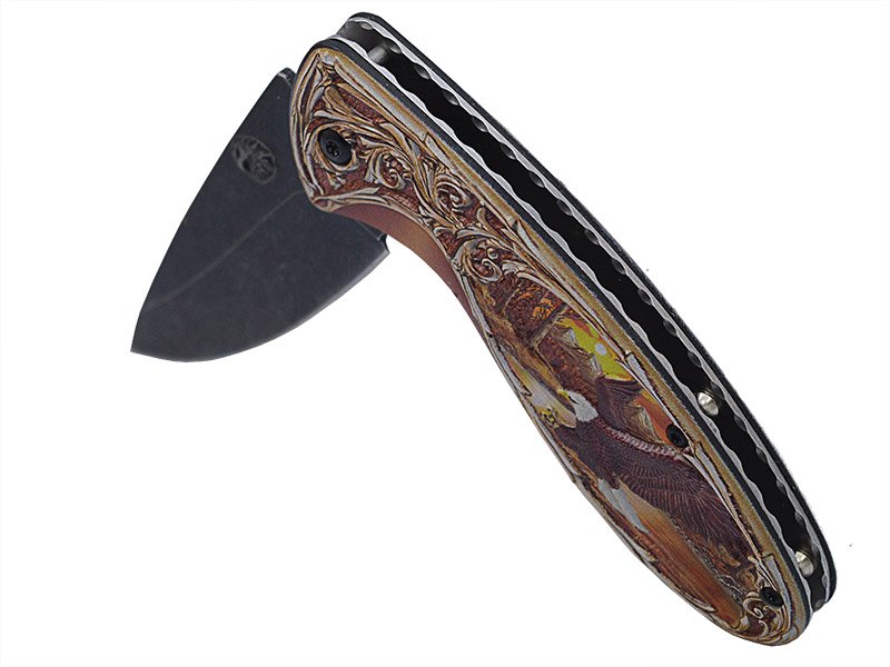 Canivete de caça para colecionador Águia em aço inox, empunhadura alumínio, 19cm