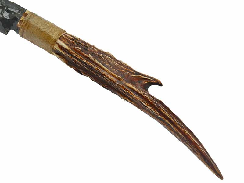 Faca para colecionador em Obsidiana com empunhadura em Chifre de Cervo, 40 cm