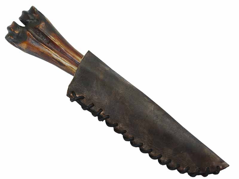 Faca para colecionador em Obsidiana com empunhadura em chifre de cervo, 25 cm