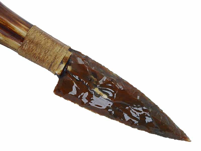 Faca para colecionador em Obsidiana com empunhadura em chifre de cervo, 25 cm