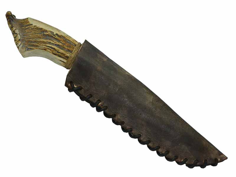 Faca para colecionador em Obsidiana com empunhadura em chifre cervo de roseta,