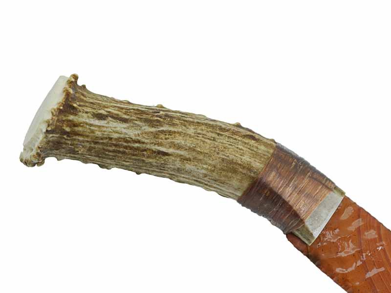 Faca para colecionador em Obsidiana. Empunhadura em chifre de cervo, 24 cm