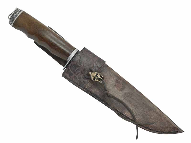 Adellar Filippon faca para colecionador em aço damasco. Empunhadura em madeira de ipê, 30 cm