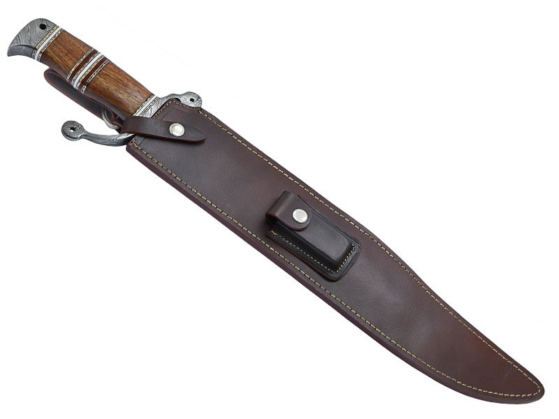 Faca grande para colecionador fuller bowie aço D2. Empunhadura em burl wood, 60 cm