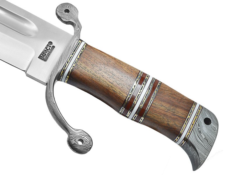 Faca grande para colecionador fuller bowie aço D2. Empunhadura em burl wood, 60 cm