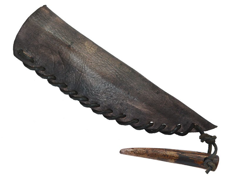 Faca para colecionador em Obsidiana verde. Empunhadura em chifre de cervo, 29 cm