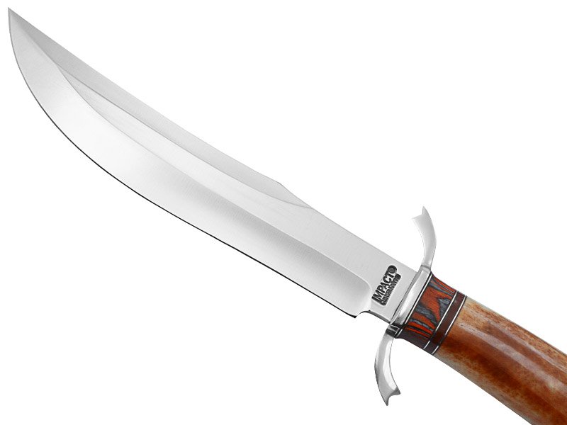 Faca bowie para colecionador em aço D2. Empunhadura em chifre de boi tingido, 37 cm