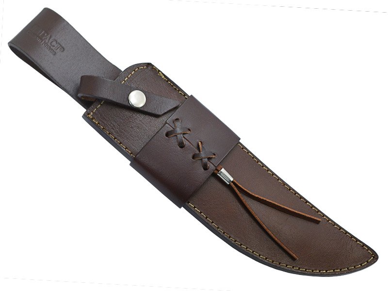 Faca bowie para colecionador em aço D2. Empunhadura em chifre de boi tingido, 37 cm