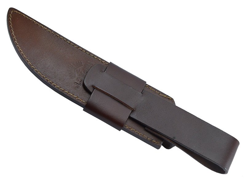 Faca bowie para colecionador em aço D2. Empunhadura em chifre de boi tingido, 37 cm