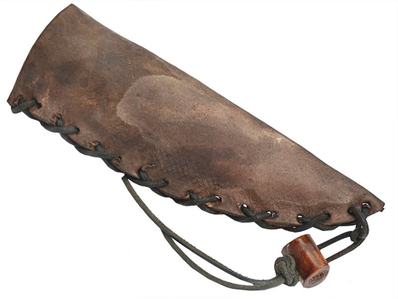 Faca para colecionador em Obsidiana Negra. Empunhadura em chifre de cervo, 29 cm