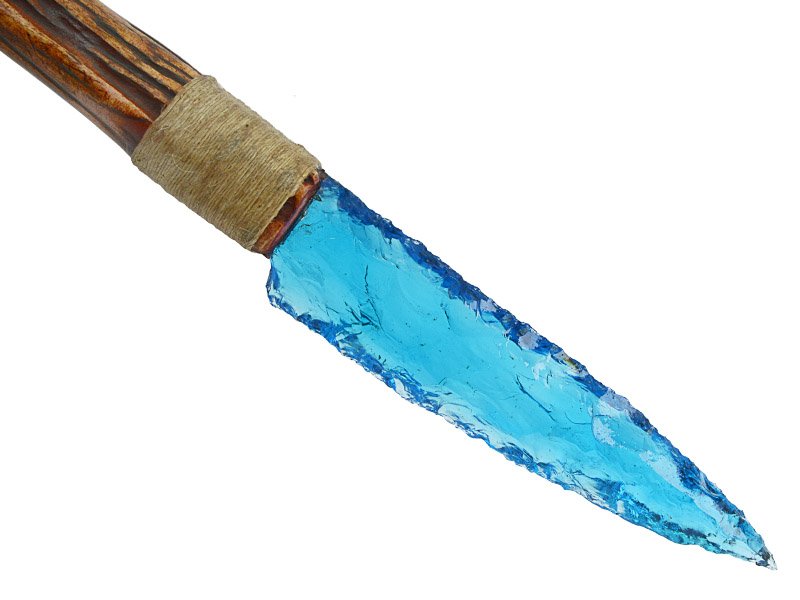Faca para colecionador em Obsidiana. Empunhadura em chifre de cervo, 33 cm