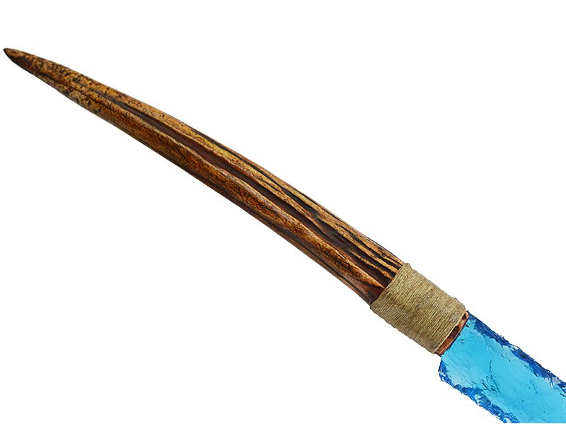 Faca para colecionador em Obsidiana. Empunhadura em chifre de cervo, 33 cm